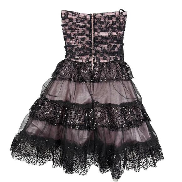 Masquerade Strapless Black Lace Pink Sweetheart Y2K Prom Dress Steampunk 11 / 12 - Picture 14 of 16